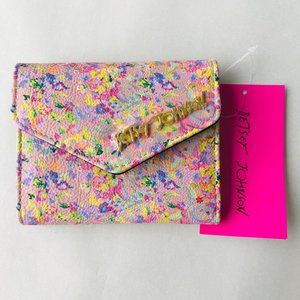 Betsey Johnson Card case Wallet Blush Floral XOLANA  ID window Pink/ Multi